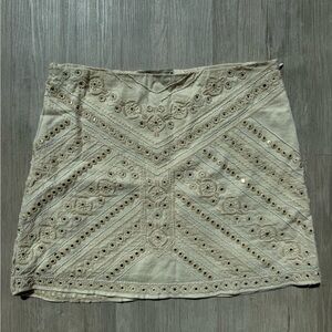Zara Cream Embroidered and beaded Mini Skirt